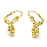 Oro Laminado Dangle Earring, Gold Filled Style Teddy Bear Design, Diamond Cutting Finish, Golden Finish
