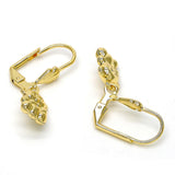 Oro Laminado Dangle Earring, Gold Filled Style Teddy Bear Design, Diamond Cutting Finish, Golden Finish
