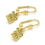 Oro Laminado Dangle Earring, Gold Filled Style Teddy Bear Design, Diamond Cutting Finish, Golden Finish