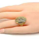 Oro Laminado Multi Stone Ring, Gold Filled Style with White Micro Pave, Polished, Golden Finish