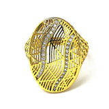 Oro Laminado Multi Stone Ring, Gold Filled Style with White Micro Pave, Polished, Golden Finish