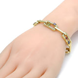 Oro Laminado Fancy Bracelet, Gold Filled Style with Multicolor Cubic Zirconia and White Crystal, Polished, Golden Finish