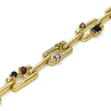 Oro Laminado Fancy Bracelet, Gold Filled Style with Multicolor Cubic Zirconia and White Crystal, Polished, Golden Finish