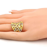 Oro Laminado Multi Stone Ring, Gold Filled Style with White Crystal, Polished, Golden Finish