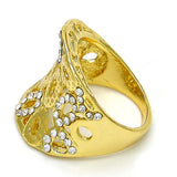 Oro Laminado Multi Stone Ring, Gold Filled Style with White Crystal, Polished, Golden Finish