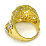 Oro Laminado Multi Stone Ring, Gold Filled Style with White Crystal, Polished, Golden Finish