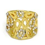 Oro Laminado Multi Stone Ring, Gold Filled Style with White Crystal, Polished, Golden Finish