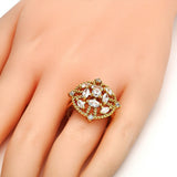 Oro Laminado Multi Stone Ring, Gold Filled Style with White Cubic Zirconia, Polished, Golden Finish