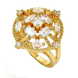 Oro Laminado Multi Stone Ring, Gold Filled Style with White Cubic Zirconia, Polished, Golden Finish