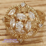 Oro Laminado Multi Stone Ring, Gold Filled Style with White Cubic Zirconia, Polished, Golden Finish