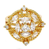 Oro Laminado Multi Stone Ring, Gold Filled Style with White Cubic Zirconia, Polished, Golden Finish