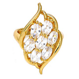 Oro Laminado Multi Stone Ring, Gold Filled Style with White Cubic Zirconia, Polished, Golden Finish