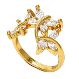 Oro Laminado Multi Stone Ring, Gold Filled Style Butterfly Design, with White Cubic Zirconia, Polished, Golden Finish