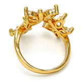 Oro Laminado Multi Stone Ring, Gold Filled Style Butterfly Design, with White Cubic Zirconia, Polished, Golden Finish