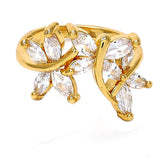 Oro Laminado Multi Stone Ring, Gold Filled Style Butterfly Design, with White Cubic Zirconia, Polished, Golden Finish