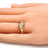 Oro Laminado Multi Stone Ring, Gold Filled Style with White Cubic Zirconia, Polished, Golden Finish
