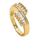 Oro Laminado Multi Stone Ring, Gold Filled Style with White Cubic Zirconia, Polished, Golden Finish