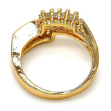 Oro Laminado Multi Stone Ring, Gold Filled Style with White Cubic Zirconia, Polished, Golden Finish