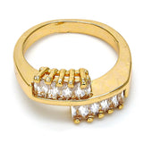 Oro Laminado Multi Stone Ring, Gold Filled Style with White Cubic Zirconia, Polished, Golden Finish