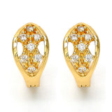 Oro Laminado Huggie Hoop, Gold Filled Style with White Cubic Zirconia, Polished, Golden Finish