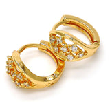 Oro Laminado Huggie Hoop, Gold Filled Style with White Cubic Zirconia, Polished, Golden Finish