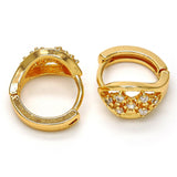 Oro Laminado Huggie Hoop, Gold Filled Style with White Cubic Zirconia, Polished, Golden Finish