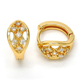 Oro Laminado Huggie Hoop, Gold Filled Style with White Cubic Zirconia, Polished, Golden Finish