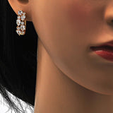 Oro Laminado Huggie Hoop, Gold Filled Style Teardrop Design, with White Cubic Zirconia, Polished, Golden Finish
