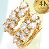 Oro Laminado Huggie Hoop, Gold Filled Style Teardrop Design, with White Cubic Zirconia, Polished, Golden Finish