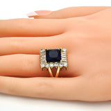 Oro Laminado Multi Stone Ring, Gold Filled Style Baguette Design, with Tanzanite and White Cubic Zirconia, Polished, Golden Finish