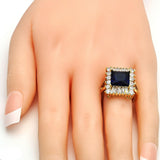 Oro Laminado Multi Stone Ring, Gold Filled Style Baguette Design, with Tanzanite and White Cubic Zirconia, Polished, Golden Finish