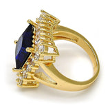 Oro Laminado Multi Stone Ring, Gold Filled Style Baguette Design, with Tanzanite and White Cubic Zirconia, Polished, Golden Finish