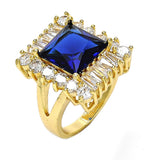 Oro Laminado Multi Stone Ring, Gold Filled Style Baguette Design, with Tanzanite and White Cubic Zirconia, Polished, Golden Finish