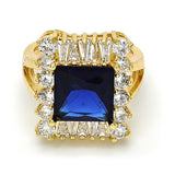 Oro Laminado Multi Stone Ring, Gold Filled Style Baguette Design, with Tanzanite and White Cubic Zirconia, Polished, Golden Finish