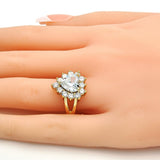 Oro Laminado Multi Stone Ring, Gold Filled Style Heart Design, with White Cubic Zirconia, Polished, Golden Finish