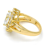 Oro Laminado Multi Stone Ring, Gold Filled Style Heart Design, with White Cubic Zirconia, Polished, Golden Finish