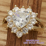 Oro Laminado Multi Stone Ring, Gold Filled Style Heart Design, with White Cubic Zirconia, Polished, Golden Finish