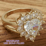 Oro Laminado Multi Stone Ring, Gold Filled Style Heart Design, with White Cubic Zirconia, Polished, Golden Finish