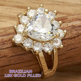 Oro Laminado Multi Stone Ring, Gold Filled Style Heart Design, with White Cubic Zirconia, Polished, Golden Finish