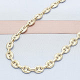 Oro Laminado Basic Necklace, Gold Filled Style Puff Mariner Design, Polished, Golden Finish