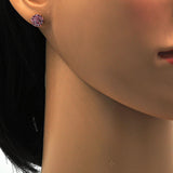 Stainless Steel Stud Earring, with Pink Crystal, Polished, Golden Finish