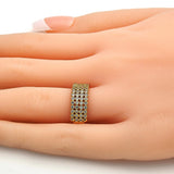 Oro Laminado Multi Stone Ring, Gold Filled Style with White Cubic Zirconia, Polished, Golden Finish