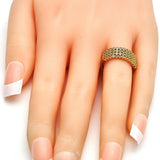 Oro Laminado Multi Stone Ring, Gold Filled Style with White Cubic Zirconia, Polished, Golden Finish