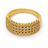 Oro Laminado Multi Stone Ring, Gold Filled Style with White Cubic Zirconia, Polished, Golden Finish