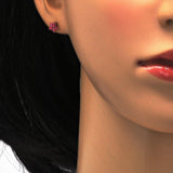 Stainless Steel Stud Earring, Star Design, with Pink Crystal, Polished, Golden Finish