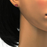 Stainless Steel Stud Earring, Star Design, with Pink Crystal, Polished, Golden Finish