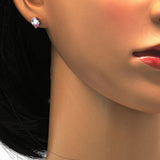 Stainless Steel Stud Earring, Teardrop Design, with Pink Cubic Zirconia, Polished, Golden Finish