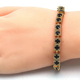 Oro Laminado Fancy Bracelet, Gold Filled Style with Black Cubic Zirconia, Polished, Golden Finish