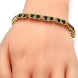 Oro Laminado Fancy Bracelet, Gold Filled Style with Black Cubic Zirconia, Polished, Golden Finish