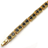 Oro Laminado Fancy Bracelet, Gold Filled Style with Black Cubic Zirconia, Polished, Golden Finish